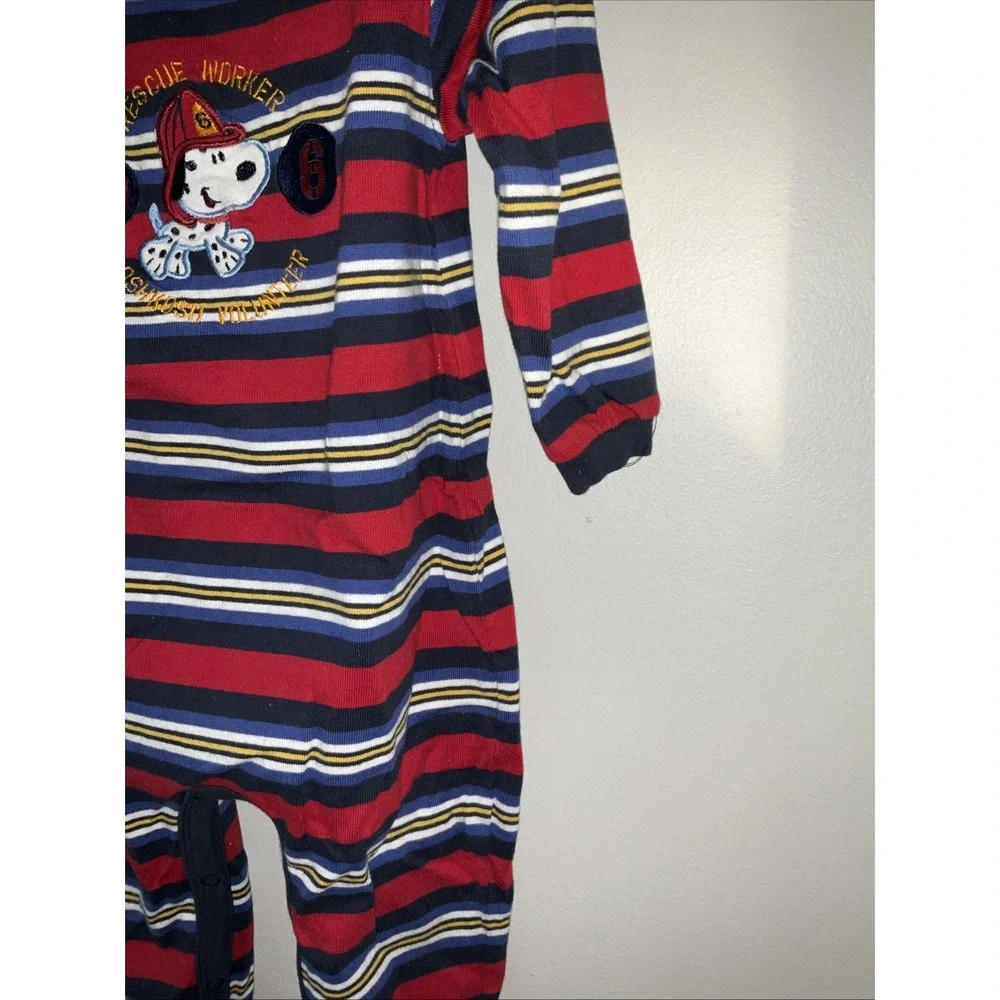 Vintage OshKosh B'gosh Striped Firefighter Dalmatian Romper 24 Months Multicolor